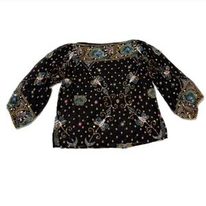 Y2K Vintage Swee Lo 100% silk beaded blouse